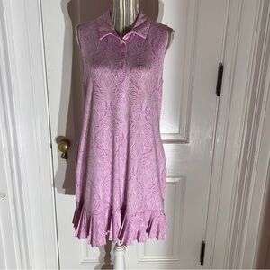 Laura Ashley large sleeveless ruffle hem print button front dress D204